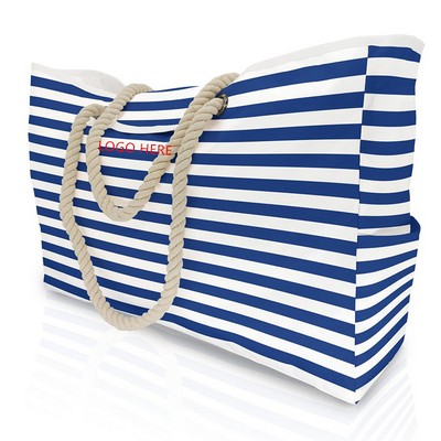 Large Waterproof Beach Tote w/Zipper